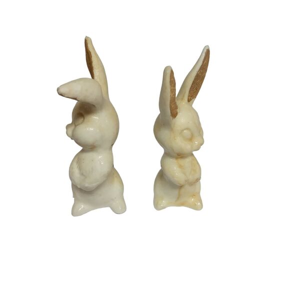 Decorative Easter Rabbits Bunny Figurines White Ivory Gold Bisque 80's RARE VTG - Picture 4 of 16